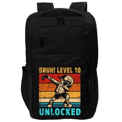 10 Year Old Birthday Dabbing Boy Bruh 10th Level Unlocked Impact Tech Backpack
