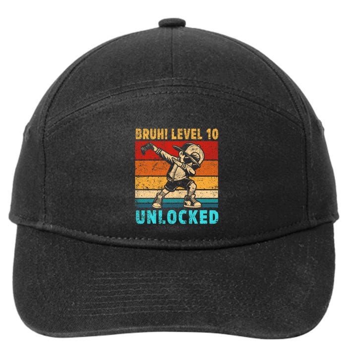 10 Year Old Birthday Dabbing Boy Bruh 10th Level Unlocked 7-Panel Snapback Hat