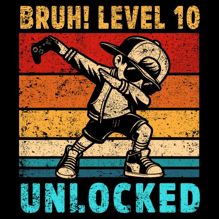 10 Year Old Birthday Dabbing Boy Bruh 10th Level Unlocked 7-Panel Snapback Hat