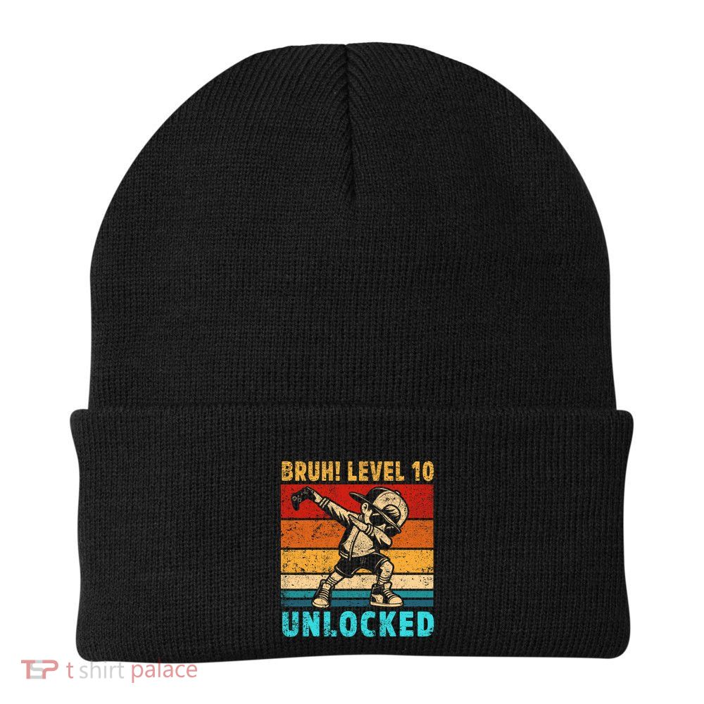 10 Year Old Birthday Dabbing Boy Bruh 10th Level Unlocked Beanie