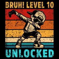 10 Year Old Birthday Dabbing Boy Bruh 10th Level Unlocked Drawstring Bag