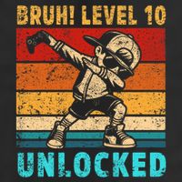 10 Year Old Birthday Dabbing Boy Bruh 10th Level Unlocked Crop Fleece Hoodie