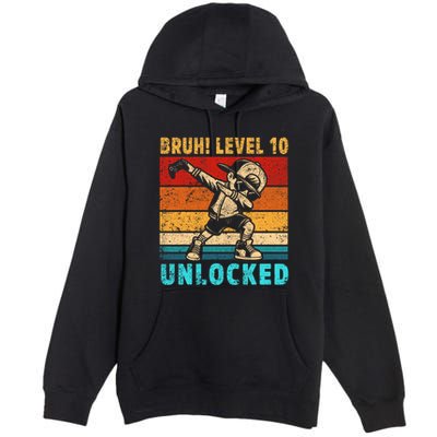 10 Year Old Birthday Dabbing Boy Bruh 10th Level Unlocked Premium Pullover Hoodie