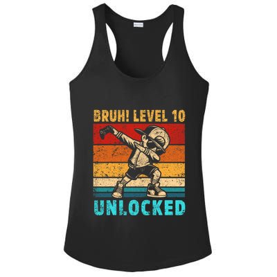 10 Year Old Birthday Dabbing Boy Bruh 10th Level Unlocked Ladies PosiCharge Competitor Racerback Tank
