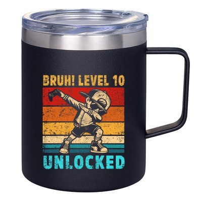 10 Year Old Birthday Dabbing Boy Bruh 10th Level Unlocked 12oz Stainless Steel Coffee Mug