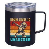 10 Year Old Birthday Dabbing Boy Bruh 10th Level Unlocked 12oz Stainless Steel Coffee Mug