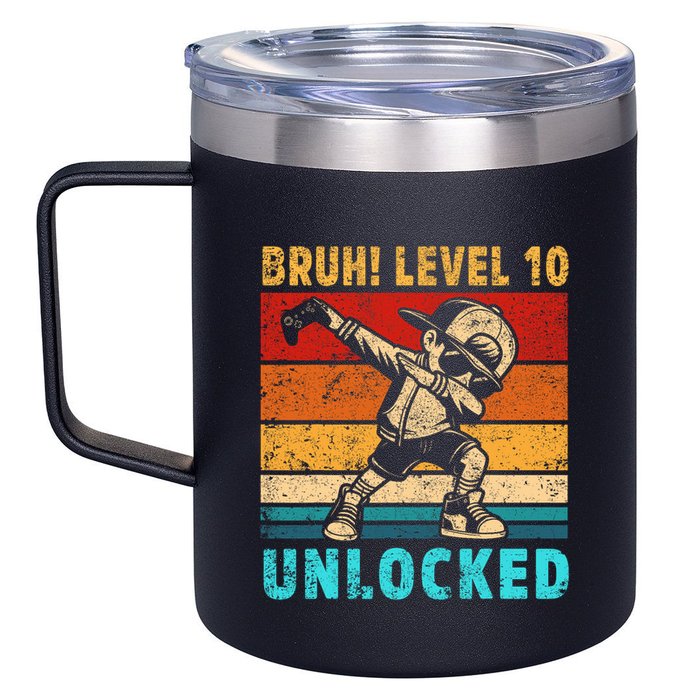 10 Year Old Birthday Dabbing Boy Bruh 10th Level Unlocked 12oz Stainless Steel Coffee Mug