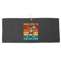 10 Year Old Birthday Dabbing Boy Bruh 10th Level Unlocked Large Microfiber Waffle Golf Towel