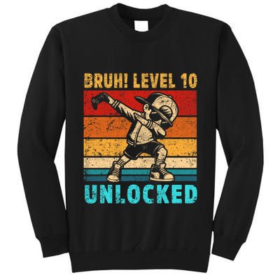 10 Year Old Birthday Dabbing Boy Bruh 10th Level Unlocked Tall Sweatshirt