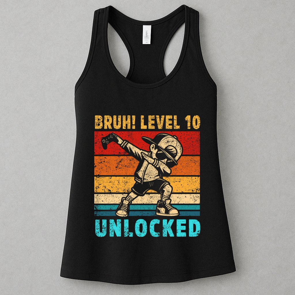 10 Year Old Birthday Dabbing Boy Bruh 10th Level Unlocked Womens Tank Top