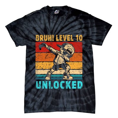 10 Year Old Birthday Dabbing Boy Bruh 10th Level Unlocked Tie-Dye T-Shirt