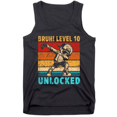 10 Year Old Birthday Dabbing Boy Bruh 10th Level Unlocked Tank Top