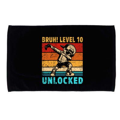 10 Year Old Birthday Dabbing Boy Bruh 10th Level Unlocked Microfiber Hand Towel