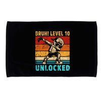 10 Year Old Birthday Dabbing Boy Bruh 10th Level Unlocked Microfiber Hand Towel