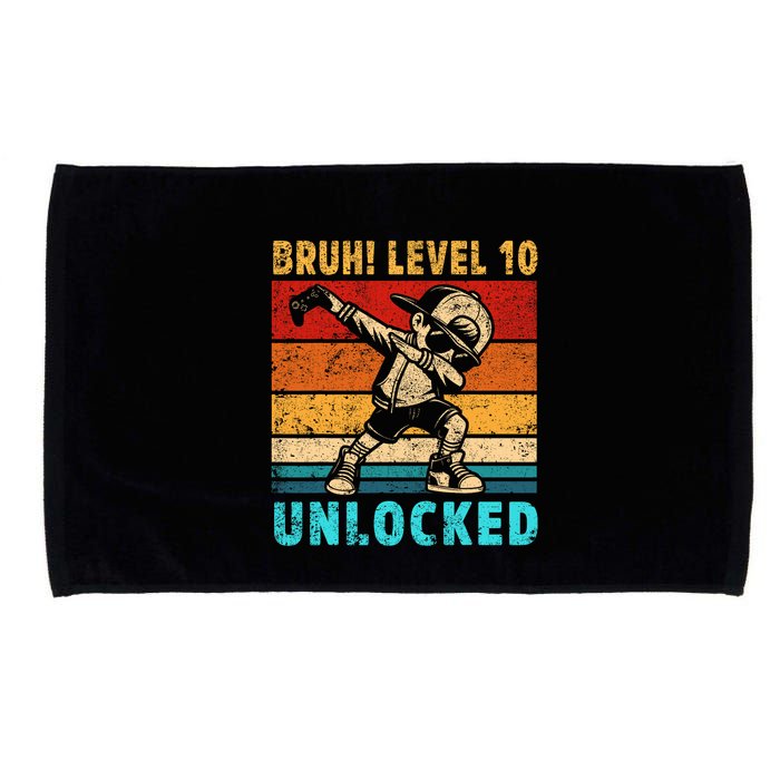 10 Year Old Birthday Dabbing Boy Bruh 10th Level Unlocked Microfiber Hand Towel