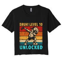 10 Year Old Birthday Dabbing Boy Bruh 10th Level Unlocked Crop Top