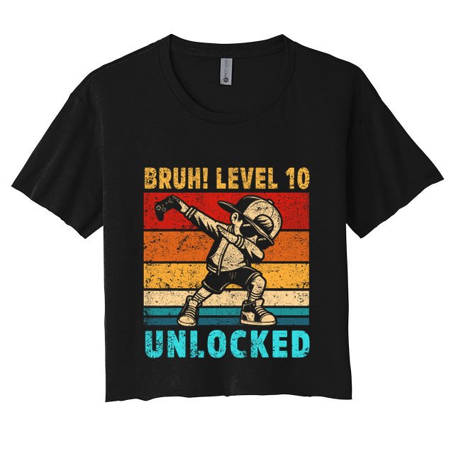 10 Year Old Birthday Dabbing Boy Bruh 10th Level Unlocked Crop Top