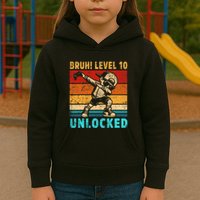 10 Year Old Birthday Dabbing Boy Bruh 10th Level Unlocked Kids Hoodie