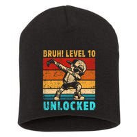 10 Year Old Birthday Dabbing Boy Bruh 10th Level Unlocked Short Acrylic Beanie