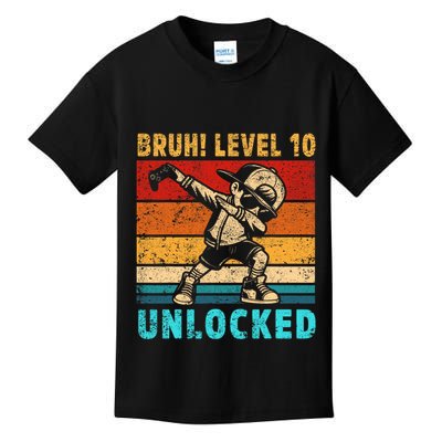 10 Year Old Birthday Dabbing Boy Bruh 10th Level Unlocked Kids T-Shirt