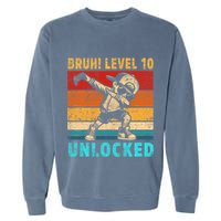 10 Year Old Birthday Dabbing Boy Bruh 10th Level Unlocked Garment-Dyed Sweatshirt