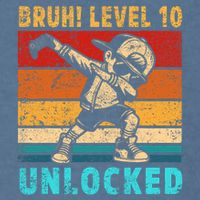 10 Year Old Birthday Dabbing Boy Bruh 10th Level Unlocked Garment-Dyed Sweatshirt