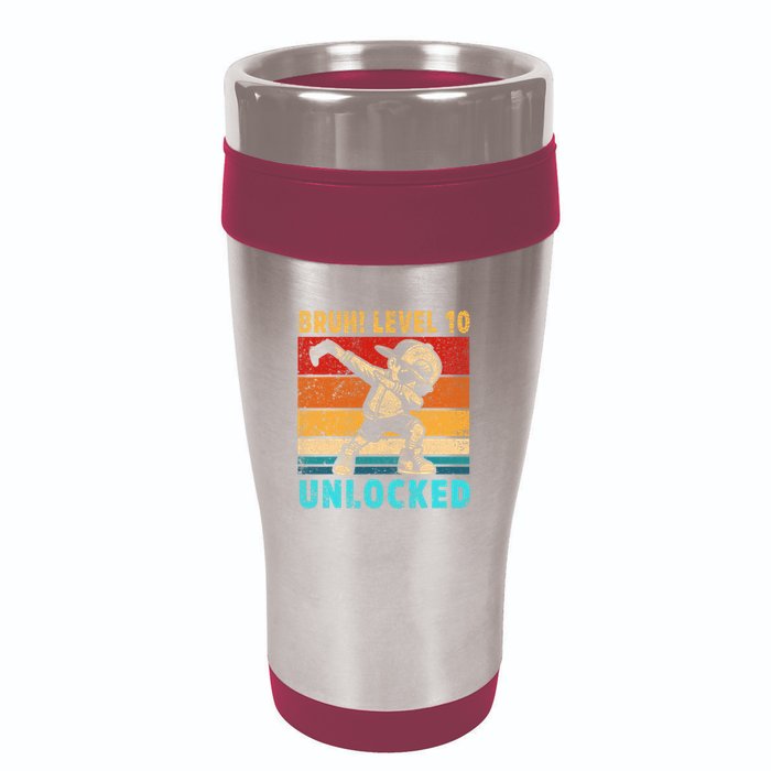 10 Year Old Birthday Dabbing Boy Bruh 10th Level Unlocked 16oz Travel Tumbler