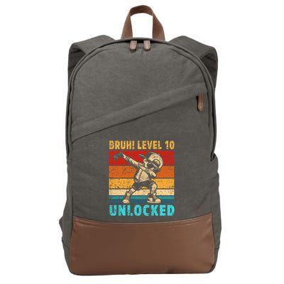 10 Year Old Birthday Dabbing Boy Bruh 10th Level Unlocked Cotton Canvas Backpack