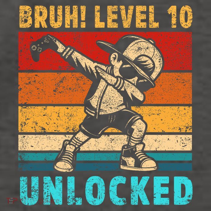 10 Year Old Birthday Dabbing Boy Bruh 10th Level Unlocked Vector Backpack