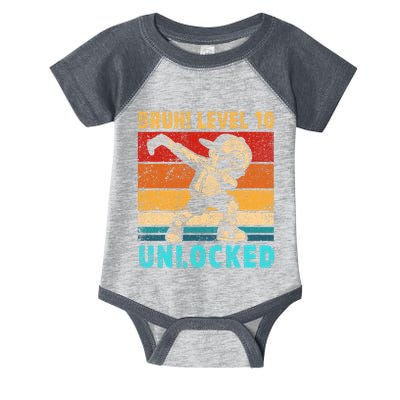 10 Year Old Birthday Dabbing Boy Bruh 10th Level Unlocked Infant Baby Jersey Bodysuit