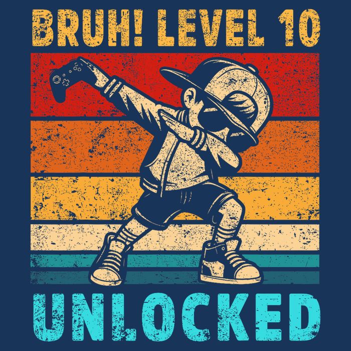 10 Year Old Birthday Dabbing Boy Bruh 10th Level Unlocked Infant Baby Jersey Bodysuit