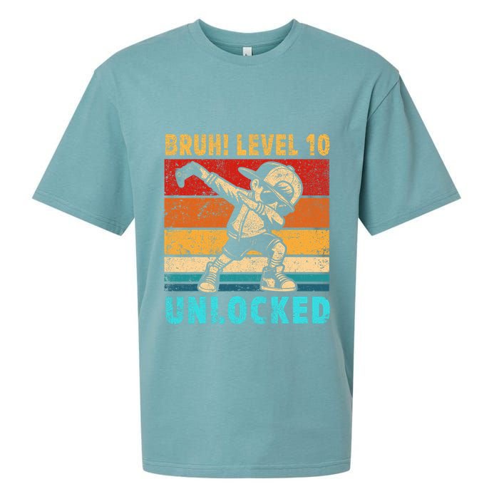 10 Year Old Birthday Dabbing Boy Bruh 10th Level Unlocked Sueded Cloud Jersey T-Shirt