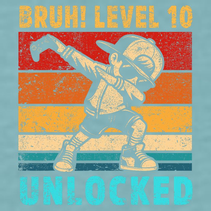 10 Year Old Birthday Dabbing Boy Bruh 10th Level Unlocked Sueded Cloud Jersey T-Shirt