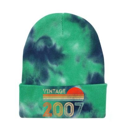 16 Year Old Gift Vintage 2007 Made In 2007 16th Birthday Tie Dye 12in Knit Beanie