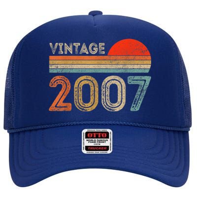 16 Year Old Gift Vintage 2007 Made In 2007 16th Birthday High Crown Mesh Back Trucker Hat