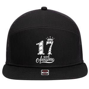 17 Year Old Gift 17 And Awesome 17th Birthday Diamond Crown 7 Panel Mesh Trucker Snapback Hat