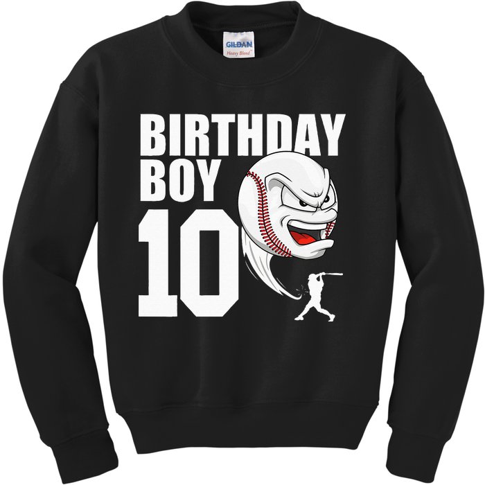 10 Year Old Baseball Birthday Party Theme 10th Gift For Boy Kids Sweatshirt