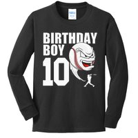 10 Year Old Baseball Birthday Party Theme 10th Gift For Boy Kids Long Sleeve Shirt