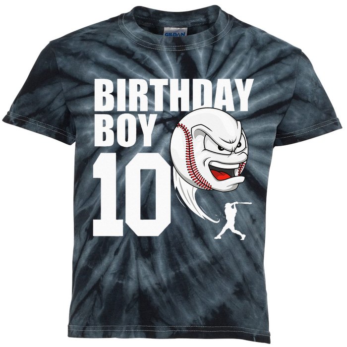 10 Year Old Baseball Birthday Party Theme 10th Gift For Boy Kids Tie-Dye T-Shirt