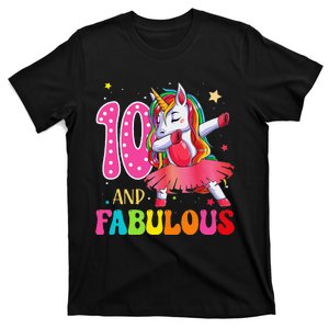 10 Years Old 10th Birthday Gift 10 And Fabulous Unicorn T-Shirt