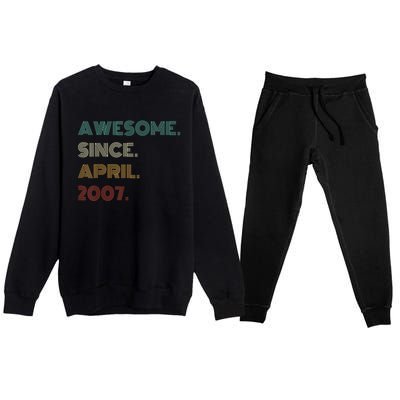 16 Years Old Awesome Since April 2007 16th Birthday Premium Crewneck Sweatsuit Set