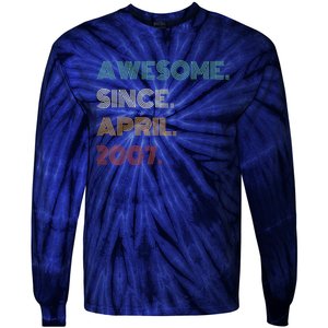 16 Years Old Awesome Since April 2007 16th Birthday Tie-Dye Long Sleeve Shirt