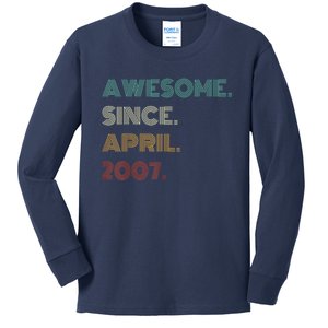 16 Years Old Awesome Since April 2007 16th Birthday Kids Long Sleeve Shirt