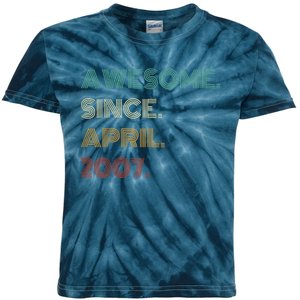 16 Years Old Awesome Since April 2007 16th Birthday Kids Tie-Dye T-Shirt