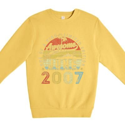 16 Year Old Awesome Since June 2007 16th Birthday (1) Premium Crewneck Sweatshirt