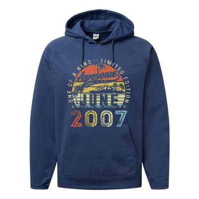 16 Year Old Awesome Since June 2007 16th Birthday (1) Performance Fleece Hoodie