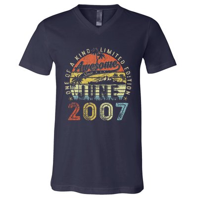 16 Year Old Awesome Since June 2007 16th Birthday (1) V-Neck T-Shirt