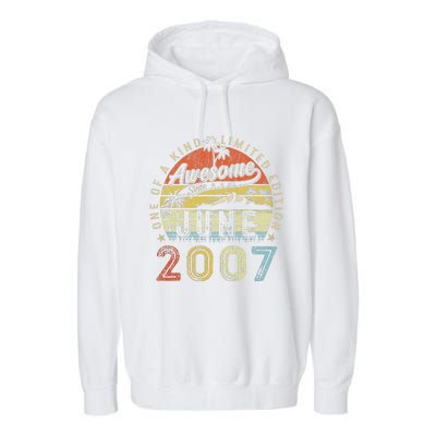 16 Year Old Awesome Since June 2007 16th Birthday (1) Garment-Dyed Fleece Hoodie