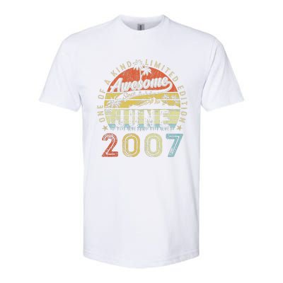 16 Year Old Awesome Since June 2007 16th Birthday (1) Softstyle CVC T-Shirt