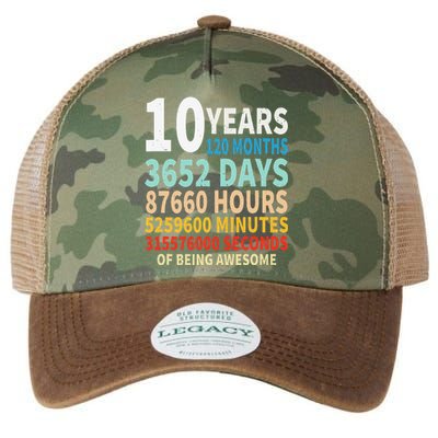 10 Years Old 10th Birthday Gifts Vintage 120 Months Days Legacy Tie Dye Trucker Hat